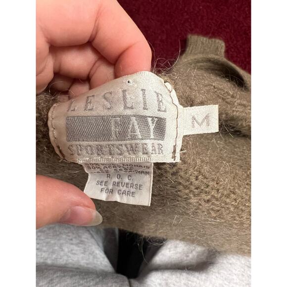 Vintage Leslie Fay Wool Mohair Fisherman Shawl Cardigan Women's Size Medium - Picture 5 of 5